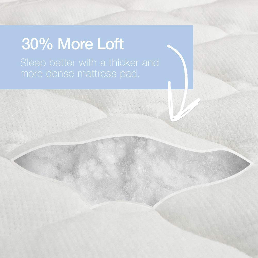 eLuxurySupply Double Thick Rayon Bamboo Mattress Topper with Fitted Skirt - Extra Plush Cooling Bamboo Mattress Pad - Hypoallergenic Down Alternative Fill - King