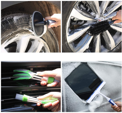 AUTODECO 22Pcs Car Wash Cleaning Tools Kit Car Detailing Set with Black Canvas Bag Collapsible Bucket Wash Mitt Sponge Towels Tire Brush Window Scraper Duster Complete Interior Car Care Kit