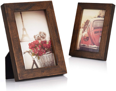 Emfogo 4x6 Picture Frame Photo Display for Tabletop Display Wall Mount Solid Wood High Definition Glass Photo Frame Pack of 2 Carbonized Black