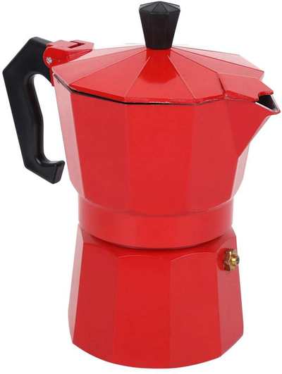 6 Cup Coffee Maker, Italian Style Coffee Maker, Moka Coffee Maker Tool, Quick Cleaning Pot for Home Office (Red)