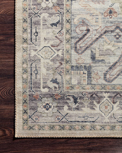 Loloi II Hathaway HTH-05 Printed Steel Ivory Vintage Distressed Oriental Area Rug 2'-0" x 5'-0"