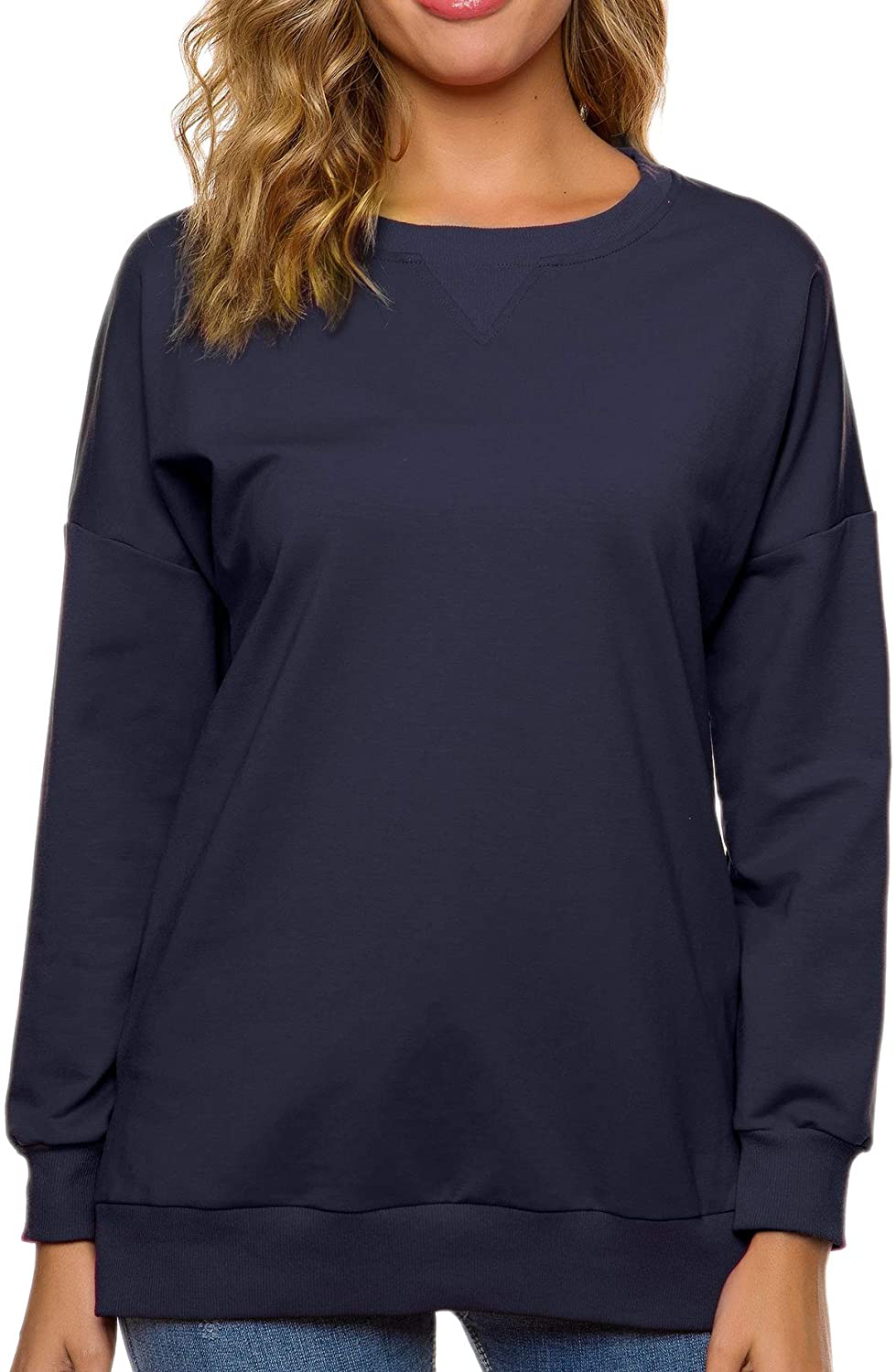 Custer's Night Women's Long Sleeve Sweatshirts Side Split Loose Casual Pullover Tunic Tops