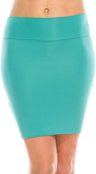 Fashionazzle Women's Casual Rayon Stretchy Bodycon Pencil Mini Skirt