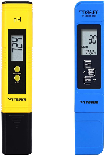 VIVOSUN pH and TDS Meter Combo, 0.05ph High Accuracy Pen Type pH Meter ± 2% Readout Accuracy 3-in-1 TDS EC Temperature Meter, UL Certified