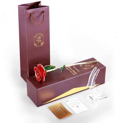 Gold Dipped Rose, Sinvitron Long Stem 24k Gold Dipped Real Rose Lasted Forever with Stand, Best Anniversary Gifts for Her