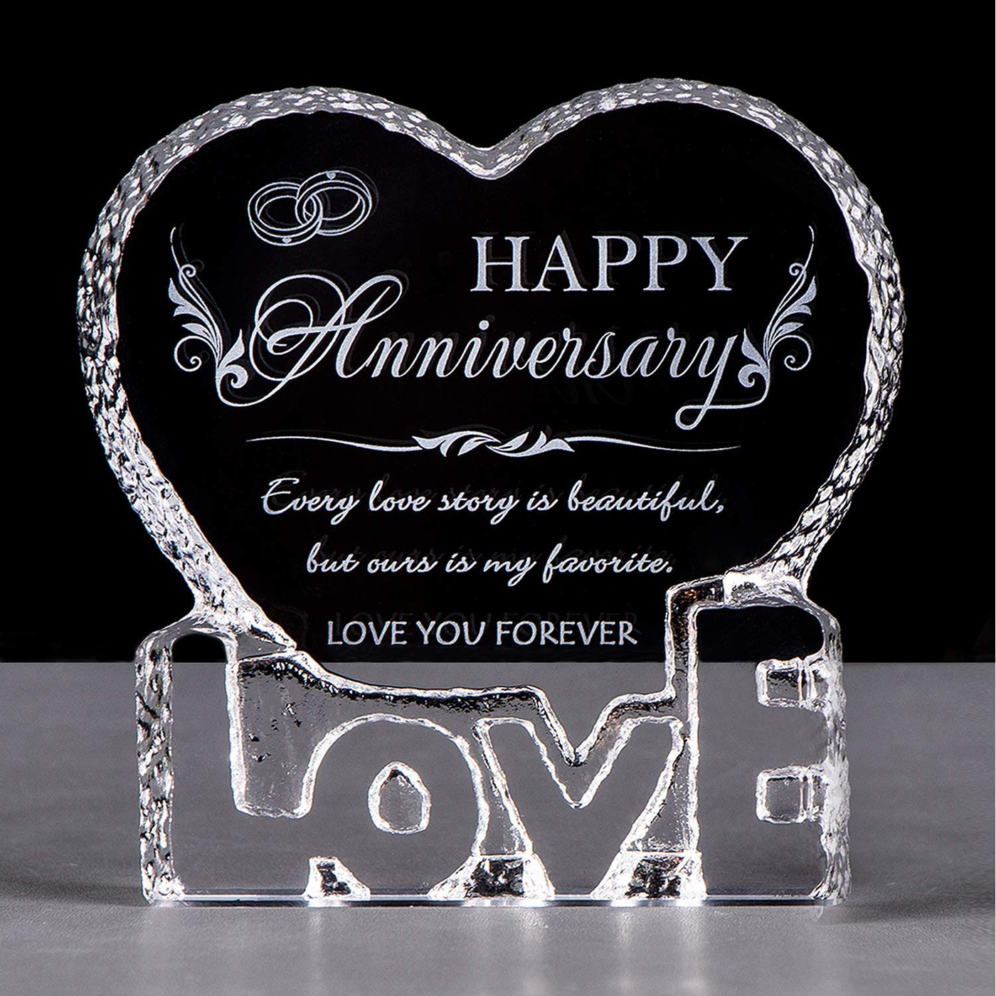 YWHL Wedding Anniversary Romantic Gift for Her, Crystal Engraved Gift for Couples, Love Gift for Wife