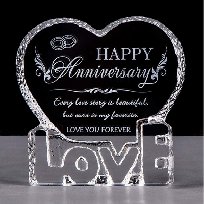 YWHL Wedding Anniversary Romantic Gift for Her, Crystal Engraved Gift for Couples, Love Gift for Wife