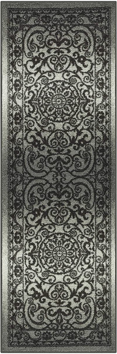 Maples Rugs Pelham Vintage Runner Rug Non Slip Washable Hallway Entry Carpet [Made in USA], 2 x 6, Grey Tonal