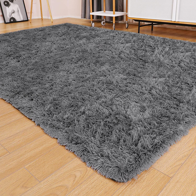 Ophanie Small Area Rug, 2 x 3 Feet Throw Rug, Fluffy Shag Fuzzy Soft Grey Rugs for Bedroom, Plush Shaggy Bedside Indoor Floor Room Carpet for Kids Baby Teen Dorm Home Decor Aesthetic, Nursery