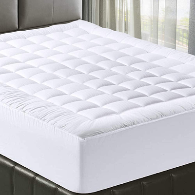 MATBEBY Bedding Quilted Fitted Twin XL Mattress Pad Cooling Breathable Fluffy Soft Mattress Pad Stretches up to 21 Inch Deep, Twin Extra Long, White, Mattress Topper Mattress Protector