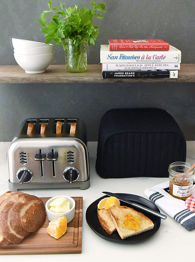 RITZ Polyester / Cotton Quilted Four Slice Toaster Appliance Cover, Dust and Fingerprint Protection, Machine Washable, Black
