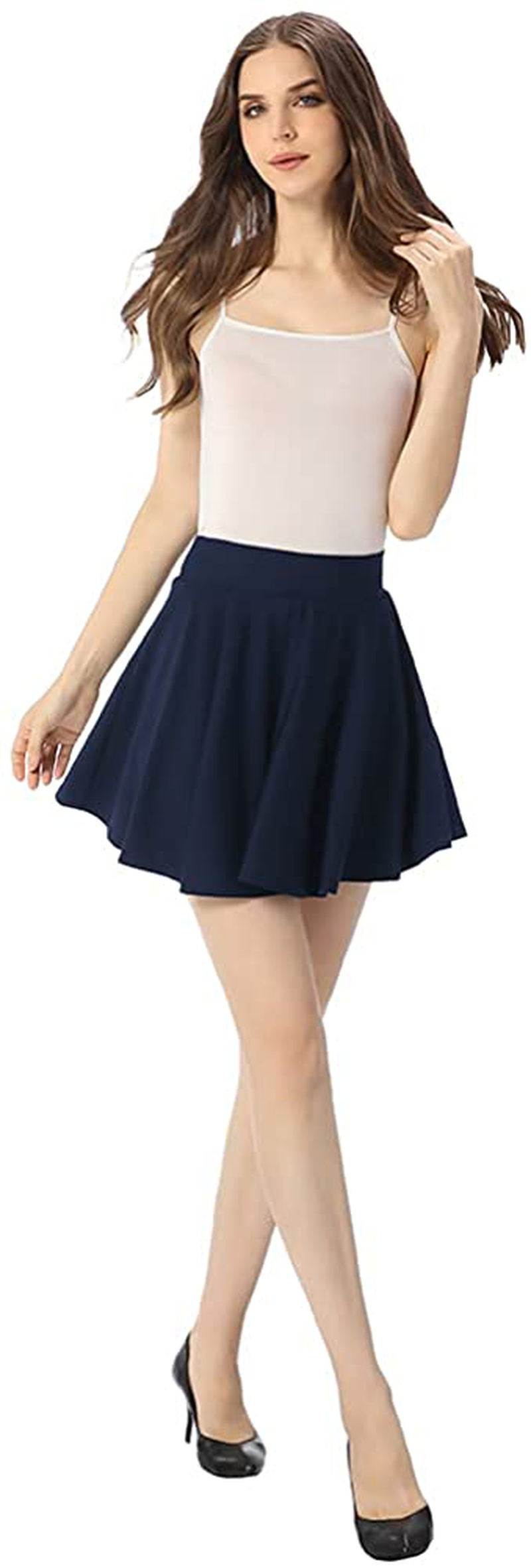 Hoerev Women Girls Short High Waist Pleated Skater Tennis Skirt