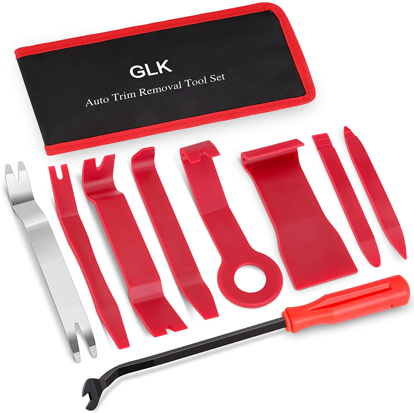 GLK Auto Trim Removal Tool Kit Door Clip Panel Removal Tool Set Car Pry Tool with Fastener Remover for Car Dash Radio Audio Installer Pry Tool 9PCS