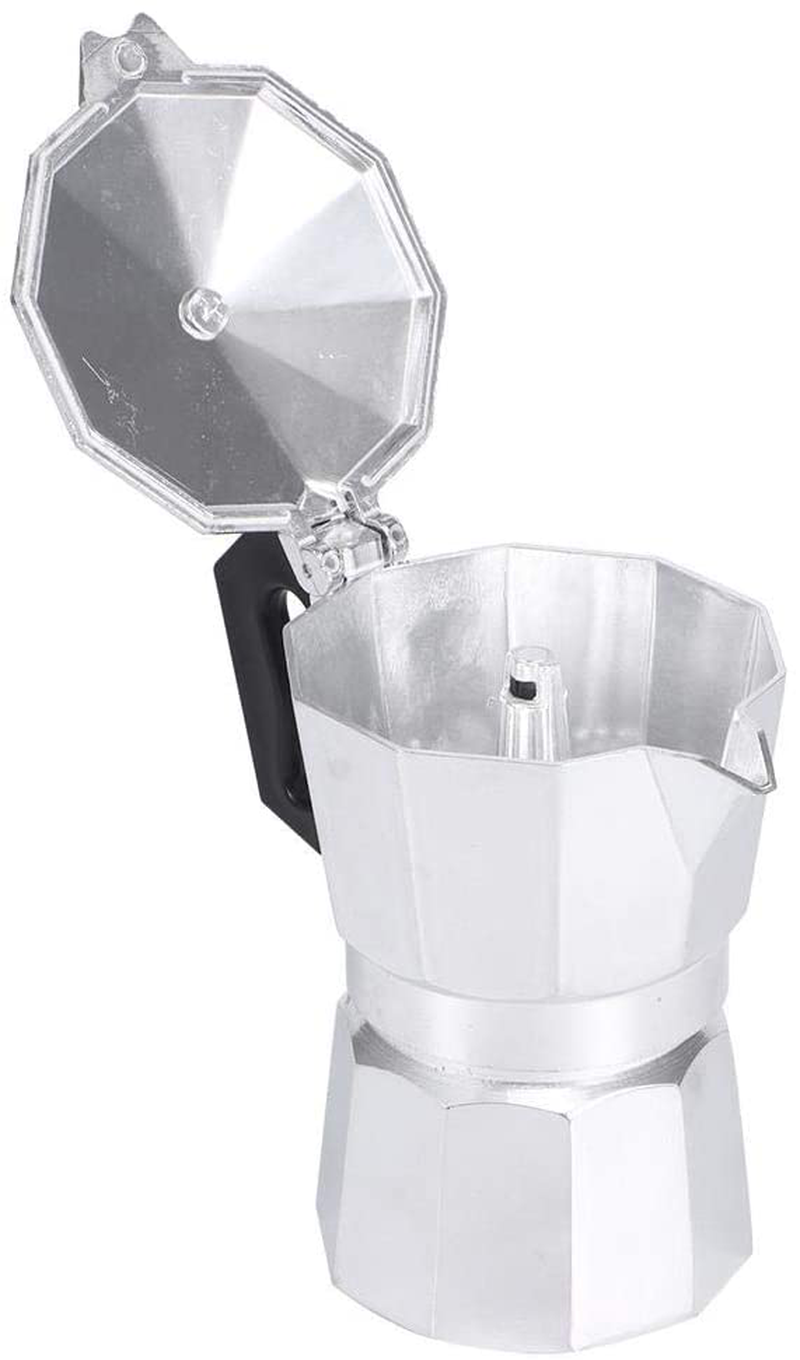 Plastic coffee maker with handle, espresso machine, mocha machine, coffee maker, cappuccino for Italian espresso coffee(Silver, 150ML)