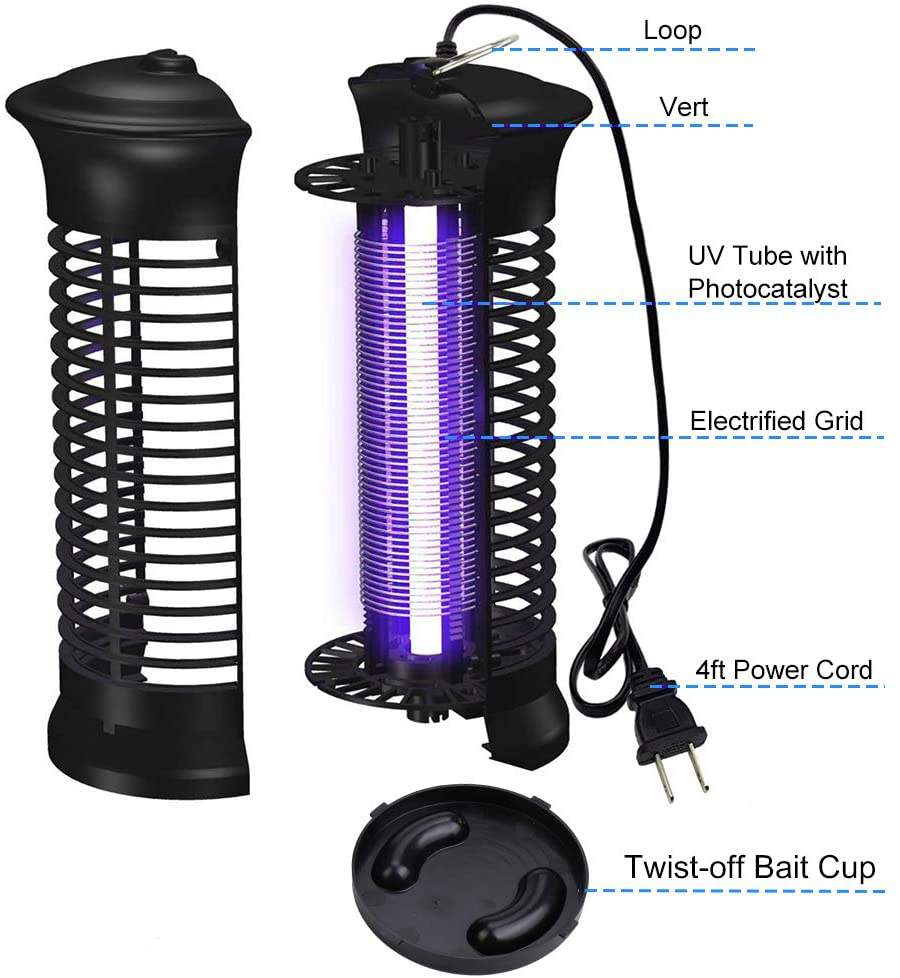 Bug Zapper Electric Indoor Insect Killer suspensible UV Light | Mosquito Killer Bug Fly Pests Attractant Trap Zapper Lamp w/Powerful 1000V Grid for Indoor Home Bedroom,Kitchen, Office