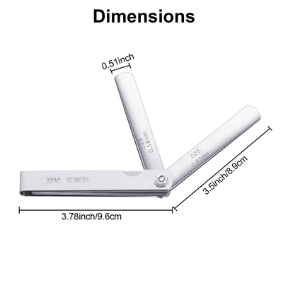 Stainless Steel Feeler Gauge Measuring Tool Dual Marked Metric and Imperial Gap Measuring (20 Blades,0.05-1.00 mm)