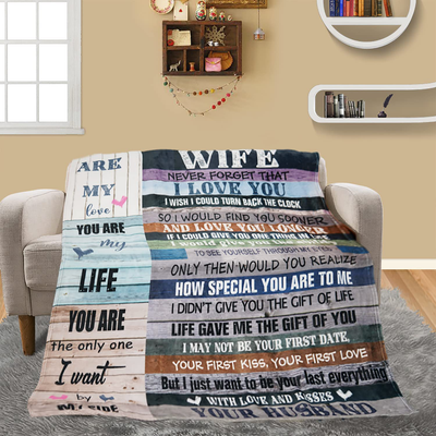 to My Wife Blanket Anniversary Blanket Gift for Her Wife Birthday Gifts from Husband Romantic Present Valentines Day Throw Blankets with 2 Pillow Covers