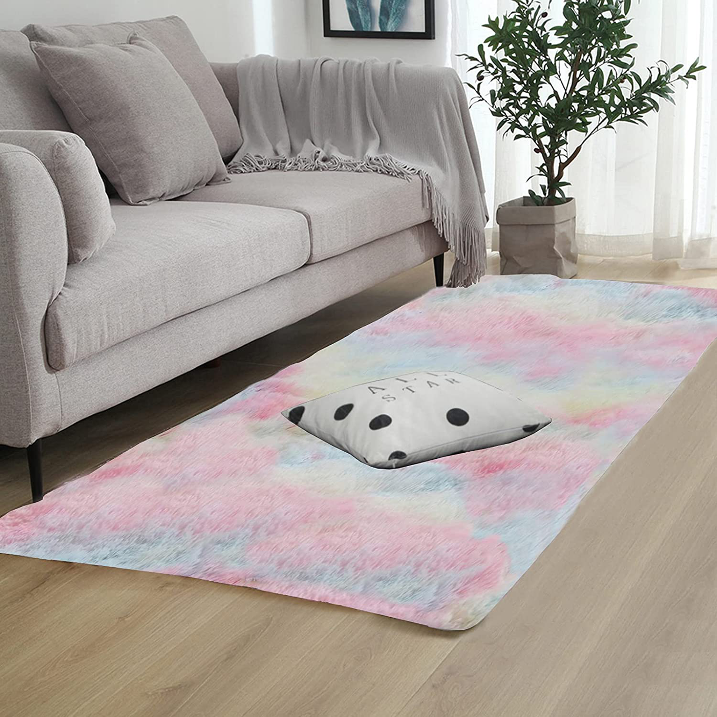 Fuzzy Abstract Area Rugs for Bedroom Living Room Fluffy Shag Fur Rug for Kids Nursery Dorm Room Cozy Furry Rugs Plush Throw Rug Shaggy Decorative Accent Rug for Indoor Home Floor Carpet