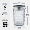 Regular-Mouth Glass Mason Jars, 8-Ounce (6-Pack) Glass Canning Jars with Silver Metal Airtight Lids and Bands with Chalkboard Labels, for Canning, Preserving, Meal Prep, Overnight Oats, Jam, Jelly,