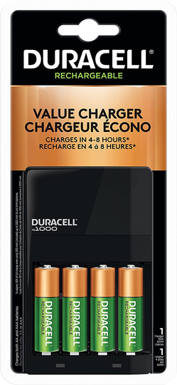 Duracell - Ion Speed 1000 Battery Charger with 4 AA Batteries - charger for AA and AAA batteries