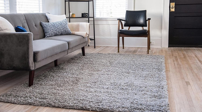 Unique Loom Solo Solid Shag Collection Area Modern Plush Rug Lush & Soft, 3' 3" x 3' 3", Periwinkle Blue