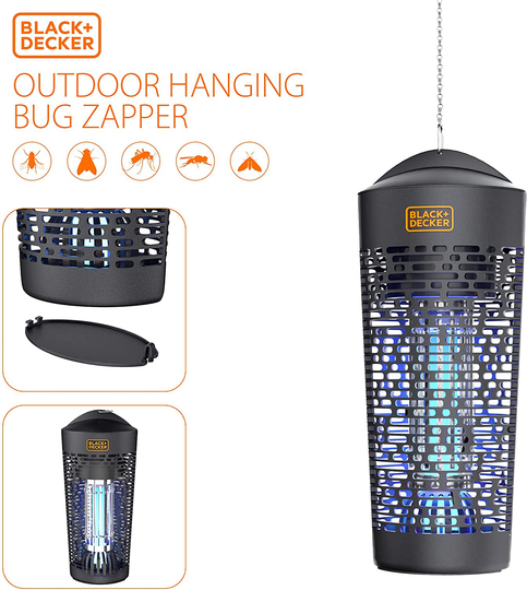BLACK+DECKER Outdoor Electric UV & Killer for Flies, Mosquitoes, Gnats & Other Small to Large Flying Pests Half Acre Coverage for Home, Deck, Garden, Patio, Camping & More