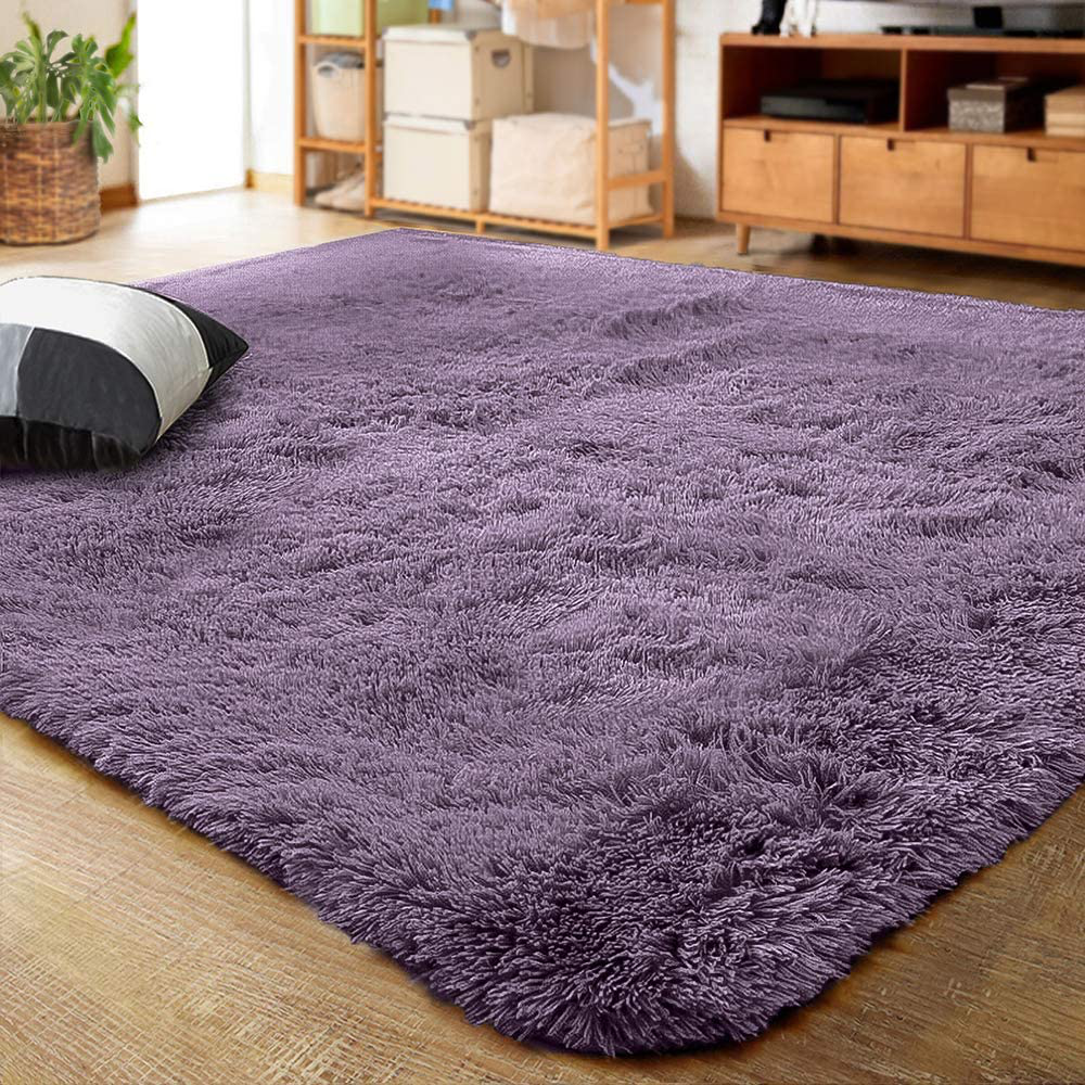 LOCHAS Ultra Soft Indoor Modern Area Rugs Fluffy Living Room Carpets for Children Bedroom Home Decor Nursery Rug 2x3 Feet, Grey Purple