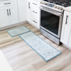 Maples Rugs Pelham Vintage Non Skid 2pc Kitchen Rugs Set [Made in USA] Washable Floor Mat for Under Sink, Entryway, and Laundry, 2pc Set, Light Spa