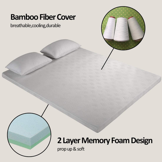 FAIRYLAND 3 Inch Memory Foam Mattress Topper King Size, Cooling Relieving Mattress Pad for Bed with Bamboo Fiber Cover