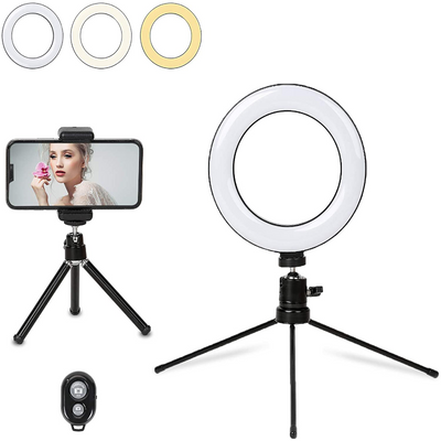 10'' LED Desktop Selfie Ring Light with Stand & Phone Holder