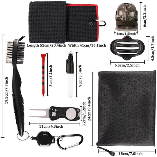 Golf Towel Gift Accessory Set - 16 Pieces