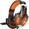 BENGOO G9000 Stereo Gaming Headset for PS4, PC, Xbox One Controller, Noise Cancelling Over Ear Headphones with Mic, LED Light, Bass Surround, Soft Memory Earmuffs (Orange)