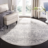 Safavieh Madison Collection MAD603G Oriental Snowflake Medallion Distressed Non-Shedding Stain Resistant Living Room Bedroom Area Rug, 3' x 3' Round, Silver / Ivory