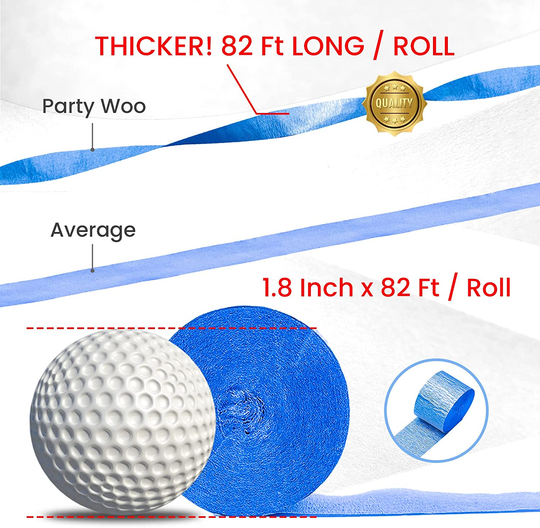 6 Pack Crepe Paper Streamers - 492ft (1.8 Inch x 82 Ft/Roll)