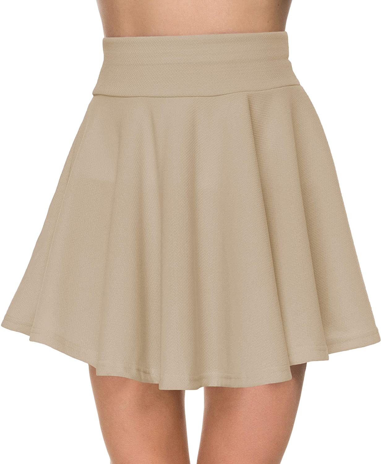 Afibi Casual Mini Stretch Waist Flared Plain Pleated Skater Skirt