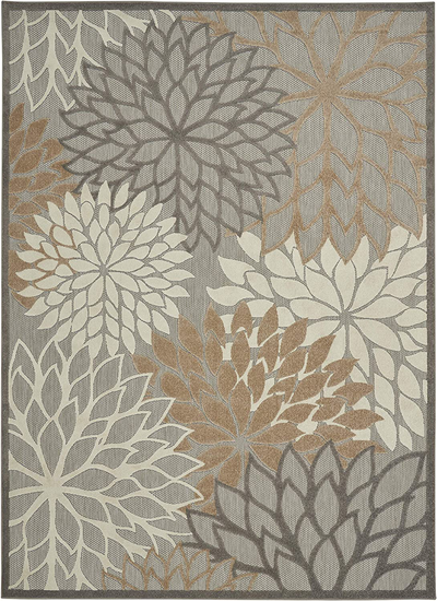 Nourison Aloha Indoor/Outdoor Floral Turquoise Multicolor 3'6" x 5'6" Area Rug, (4' x 6')