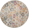 Safavieh Madison Collection MAD611B Boho Chic Floral Medallion Trellis Distressed Non-Shedding Dining Room Entryway Foyer Living Room Bedroom Area Rug, 5'3" x 5'3" Round, Cream / Multi