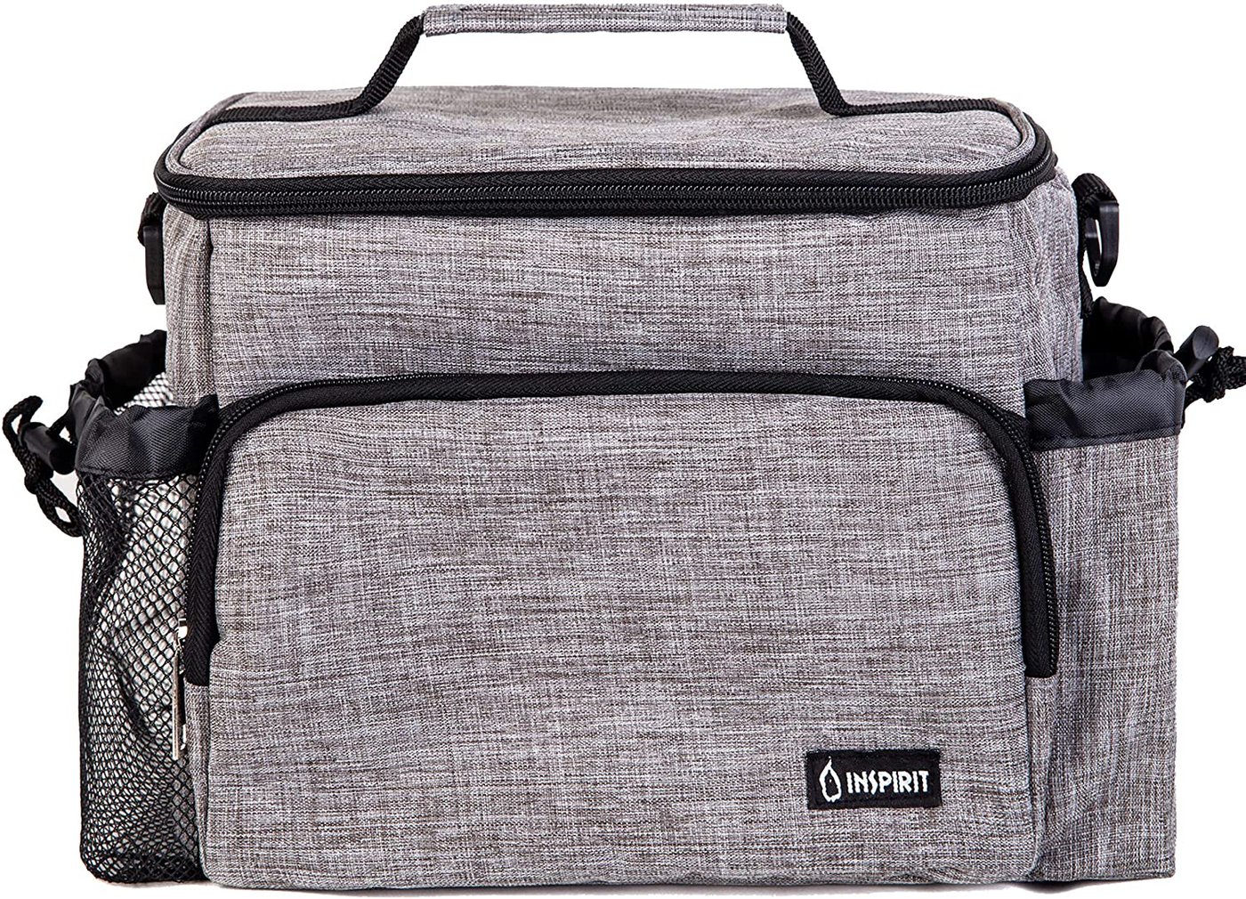 Inspirit Lunch Bag for Women - Mens Lunch Box, 14-Can Meal Prep Lunch Bag, Lunch Bags for Men, Soft Cooler Lunch Tote, Insulated Lunch Box Large Lunch Bag with 2 Silicone Bags (Charcoal Grey)