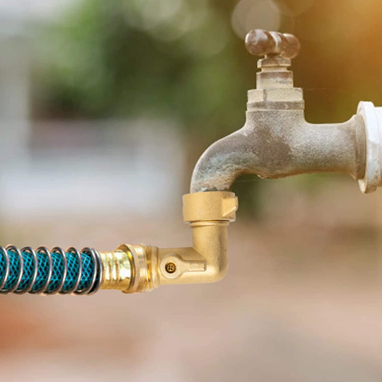 Xiny Tool 90 Degree Garden Hose Adapter with Shut Off Valves, 3/4" Solid Brass Garden Hose Elbow Connector with 4 Extra Pressure Washers, 2 Pack