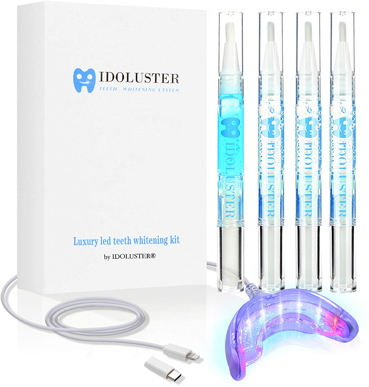 IDOLUSTER Teeth Whitening Kit-LED Light,Professional Tooth Whitener with 16X Red and Bule Teeth Whitening Light,3 Pcs Teeth Whitening Pens,Desensitizing Pen,Teeth Whitening System for Sensitive Teeth