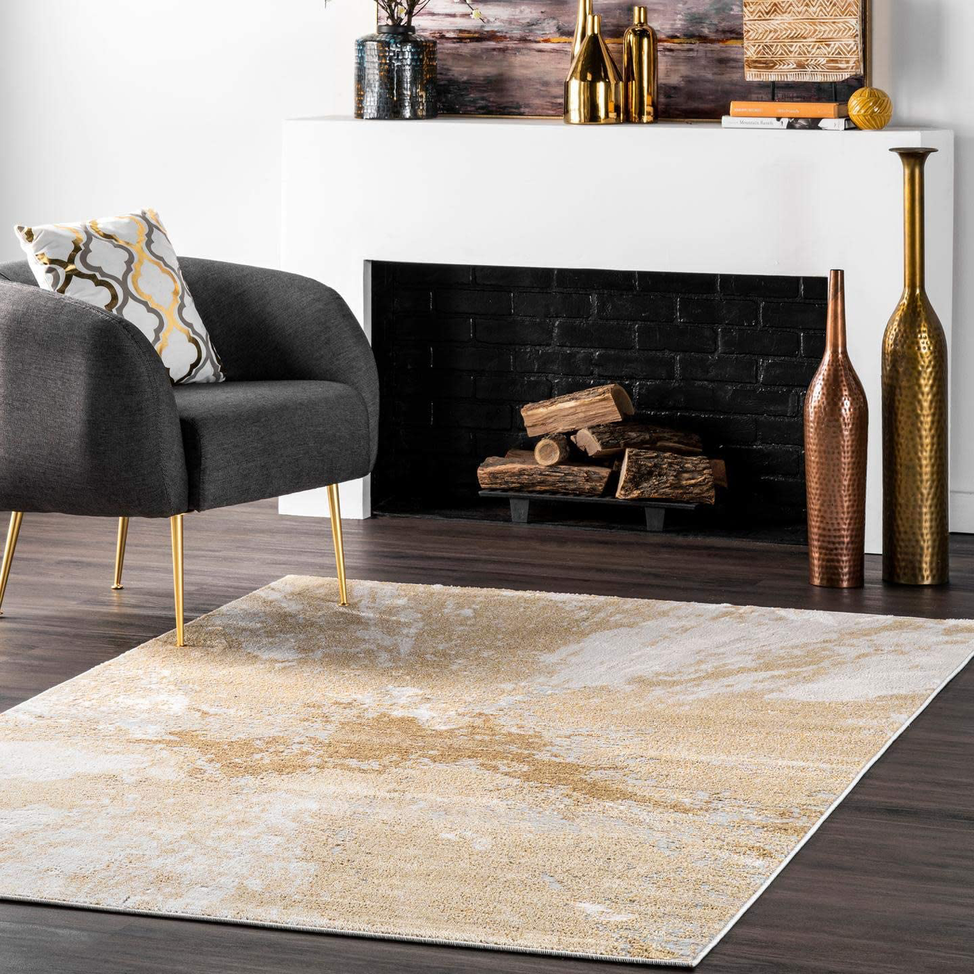 nuLOOM Cyn Abstract Accent Rug, 2 x 3 Feet, Gold