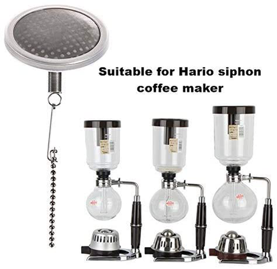 Permanent Siphon/Syhon Coffee Filter for Hario Yama Siphon Coffee Maker and Other Syphon Coffee Maker, Stainless Steel & White Silicon Rubber, Model: A1