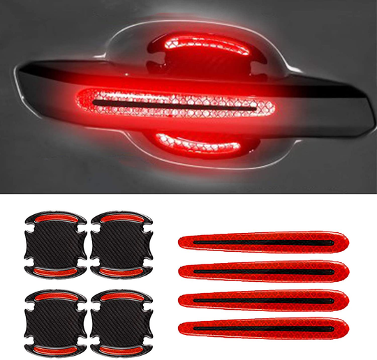 Car Outer Wrist Door Handle Reflective Stickers Universal Safety Reflective Warning Scratch Resistant Stickers 8PCS