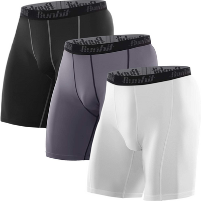 3 Pack Men's Spandex Compression Athletic Shorts With Side Pocket
