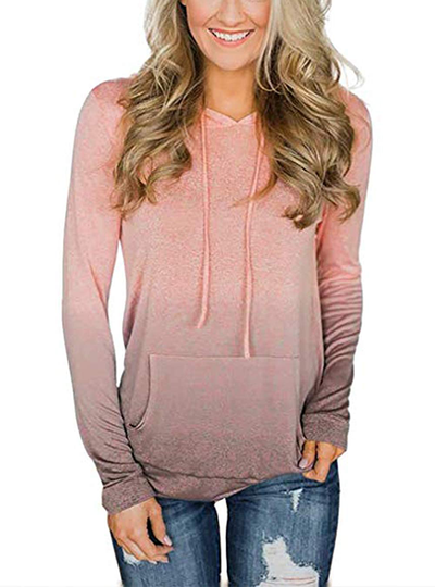 Barlver Women's Casual Hoodies Long Sleeve Sweatshirts Cowl Neck Drawstring Hooded Pullover Top with Pockets