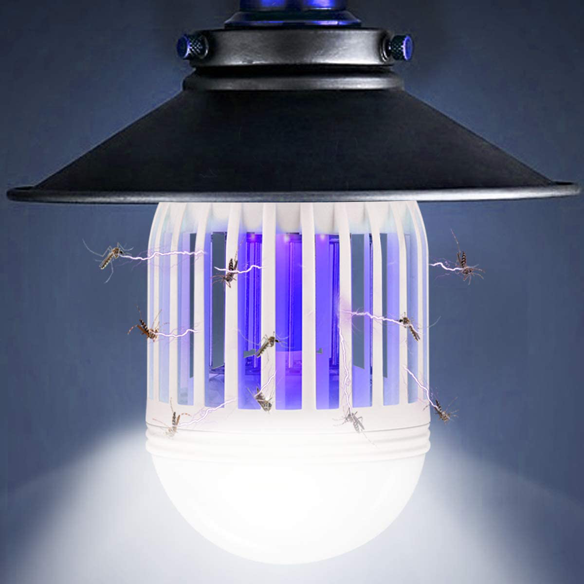 Bug Zapper Light Bulb 2 in 1, Mosquito Killer Lamp Led UV Lamp Flying Moths Killer Fits 110V E26 Light Bulb Socket