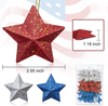 24 Pcs 4th of July Hanging Stars Ornaments USA Stars Blue Red and Silver Hanging America Glitter Stars Home Decor Patriotic Decorations for Independence Day Memorial Day,Flag Day,Patriotic Party