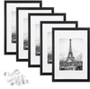 upsimples 8x12 Picture Frame Set of 5,Display Pictures 6x8 with Mat or 8x12 Without Mat,Wall Gallery Photo Frames,Black