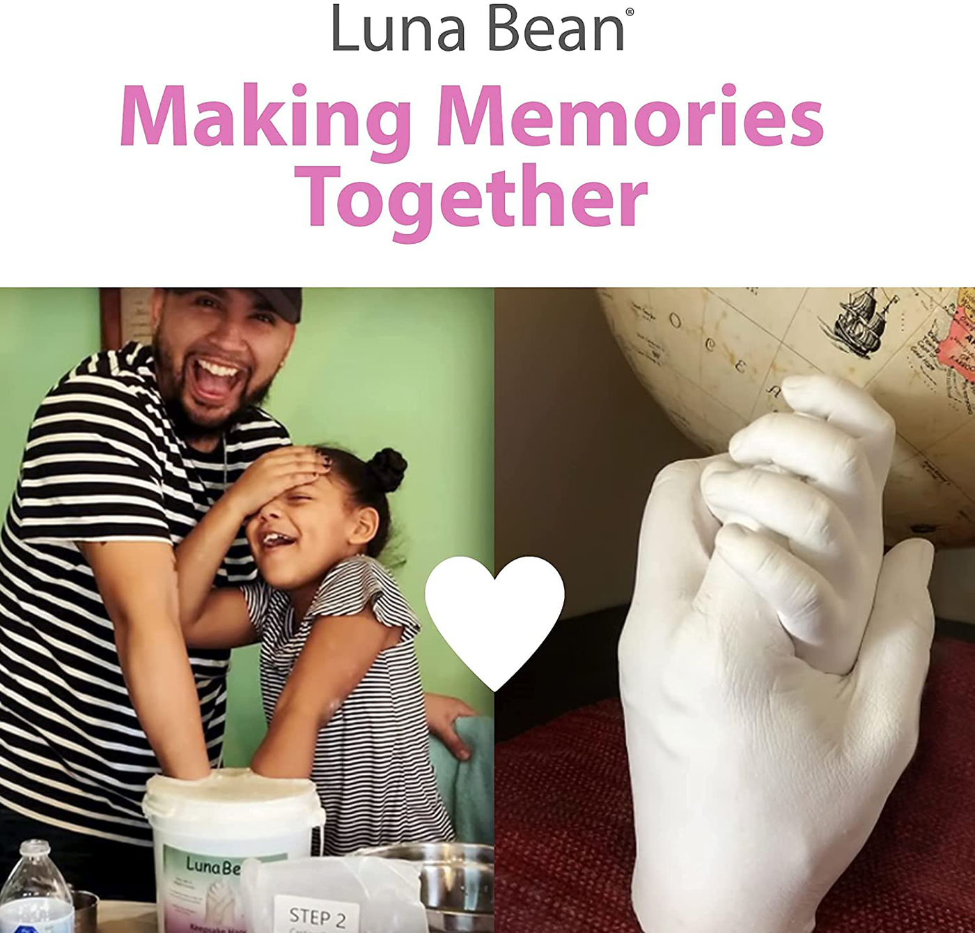 Luna Bean Keepsake Hands Casting Kit | DIY Plaster Statue Molding Kit | Hand Holding Craft for Couples, Adult & Child, Wedding, Friends, Anniversary
