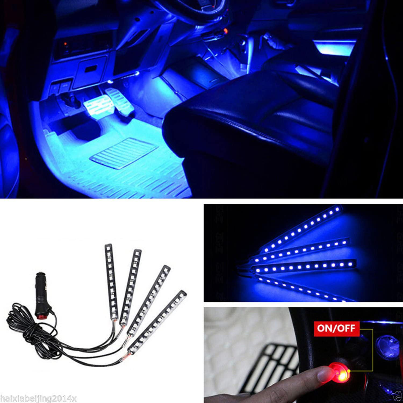 RGB Interior Car Lights, 2-in-1 Design 4pcs 48 LED App Control, Remote Control, Music Mode, DIY Mode, Scene Mode, DC 12V